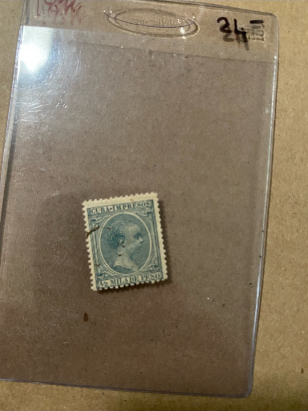 Vintage Cuba  1/2 Milade Peso Blue-Green Portrait Postage Stamp